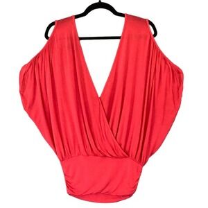 Bebe Cold Shoulder Cross Front Top